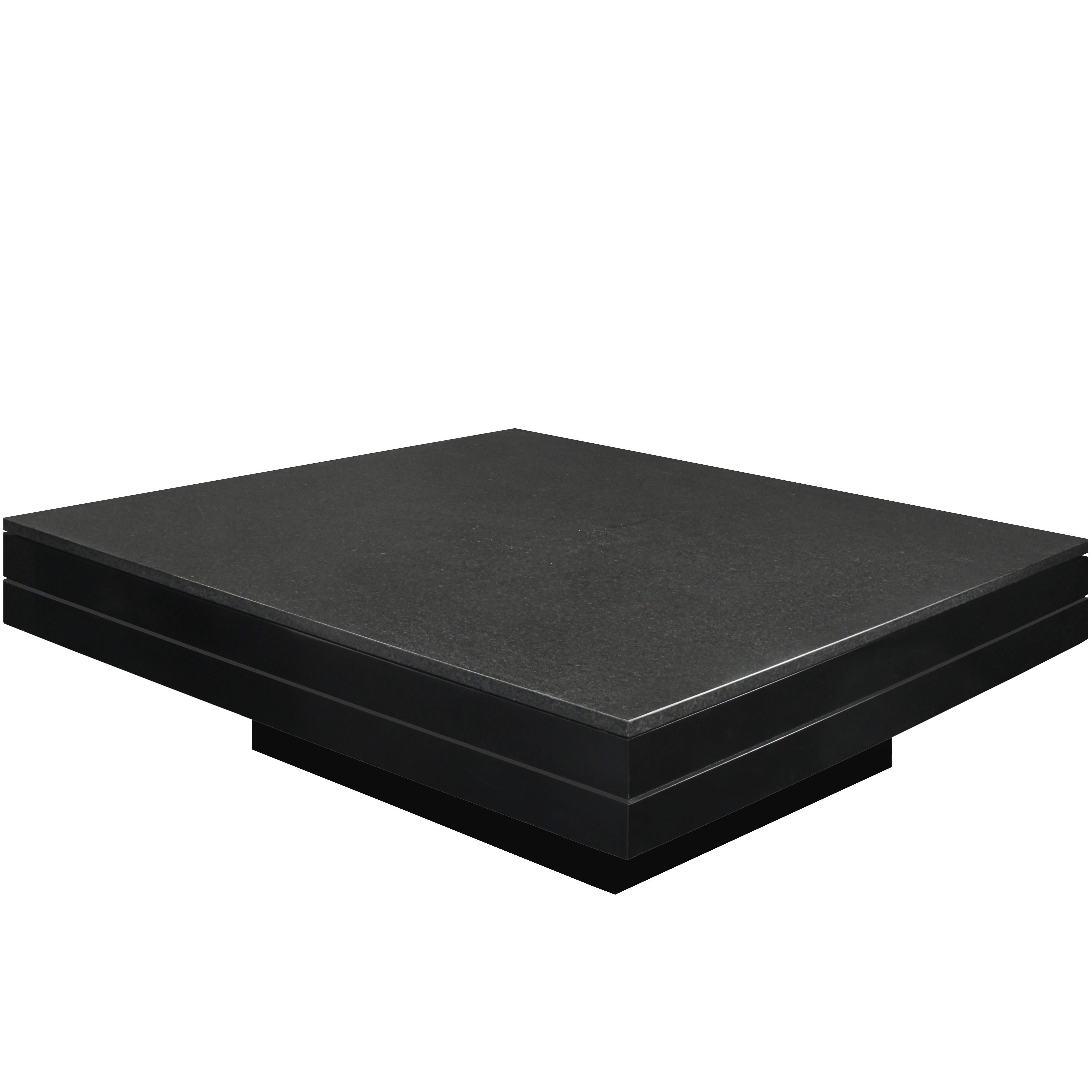 Square Coffee Table with Thick Black Granite Top by Juan Montoya