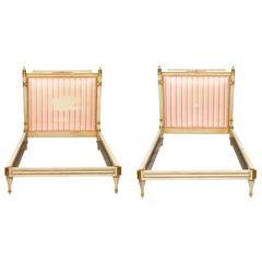Antique Louis XVI Style Painted Pair of Twin Beds