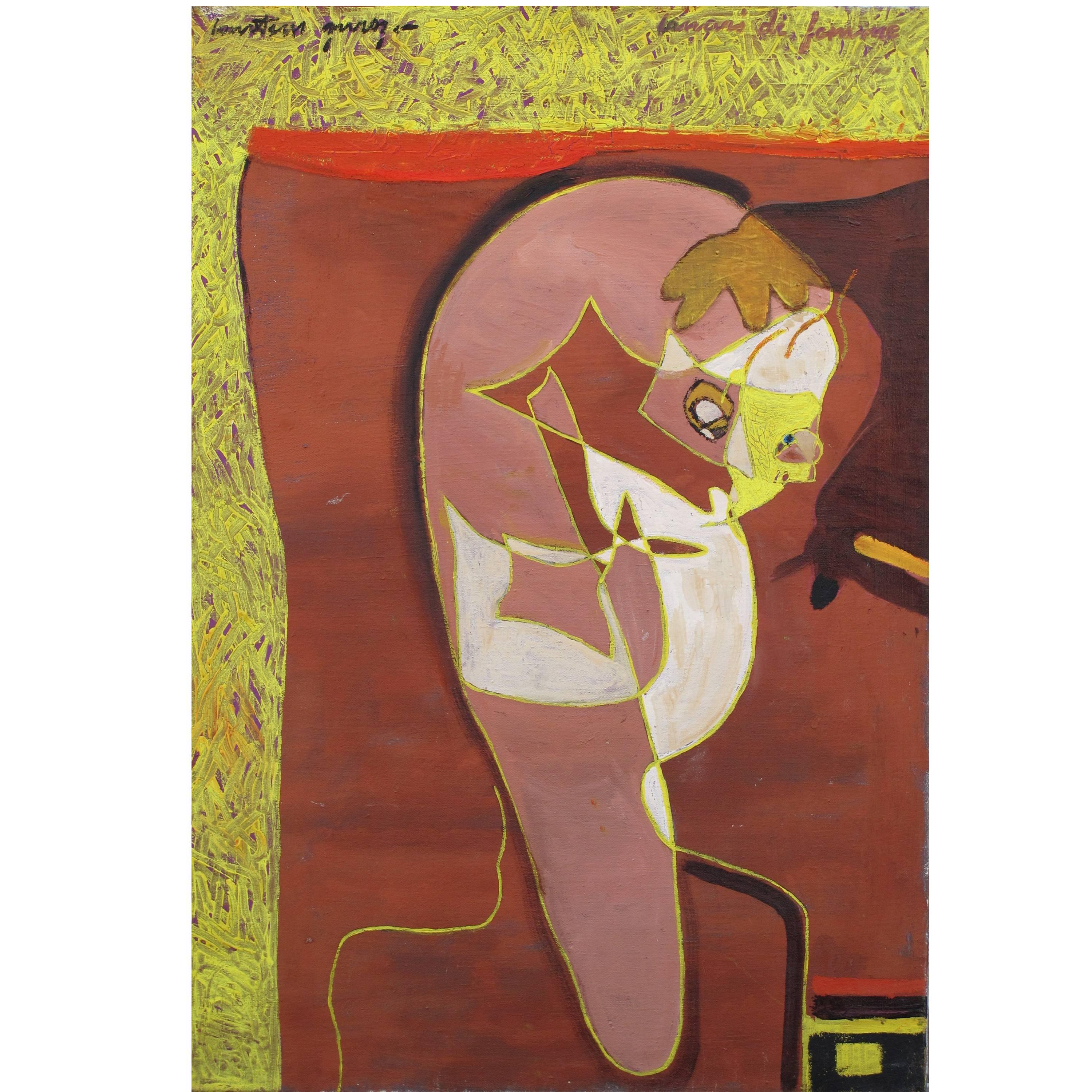 Painting "Croquis de femme" by Pierre Courtens For Sale