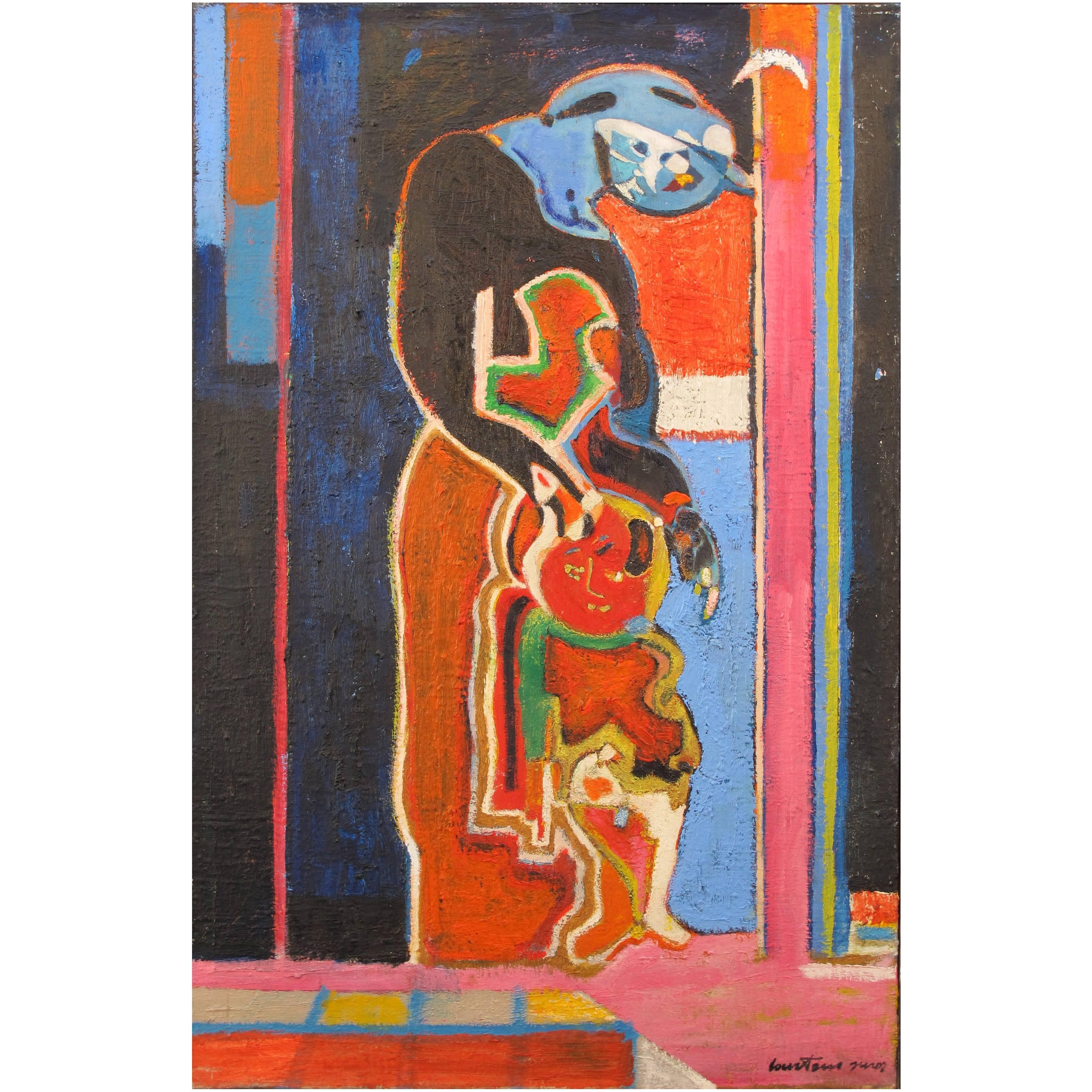 Painting "Maternity, 1983" by the Artist Pierre Courtens For Sale