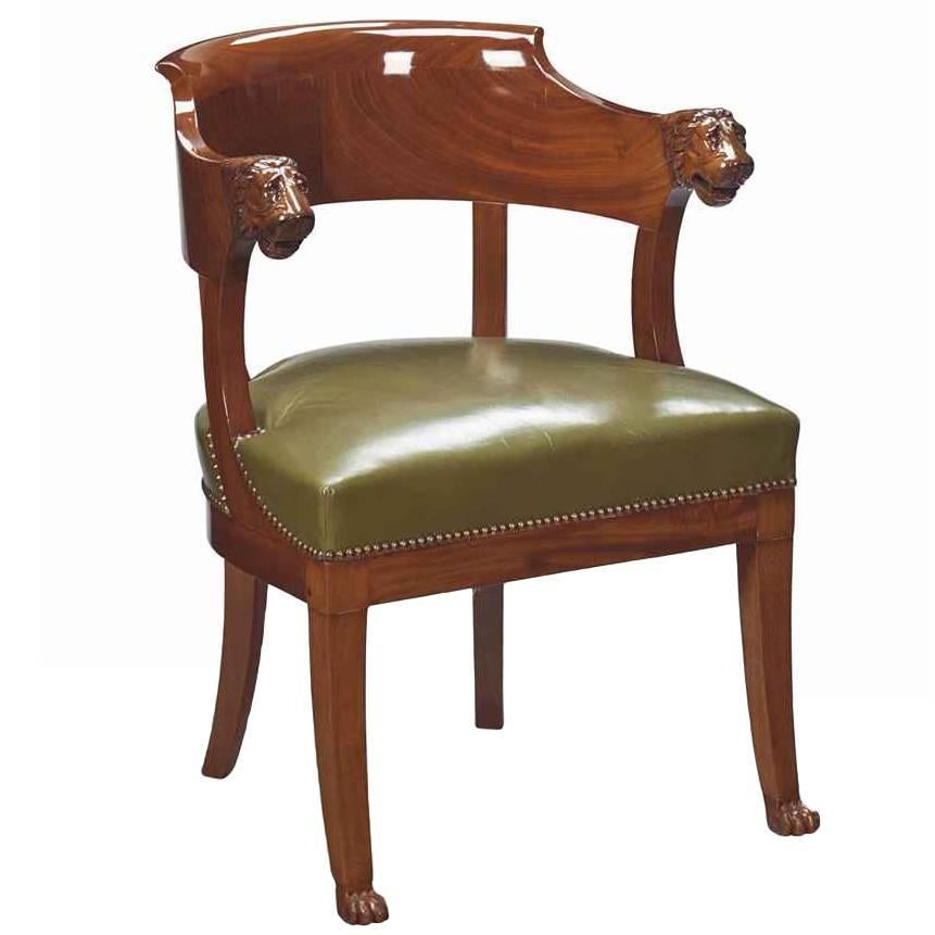 Empire Mahogany Desk Chair, Early 19th Century