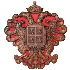 Carved Antique Wooden Coat of Arms, circa 1900