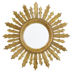1960s Carved Wood Sunburst Mirror
