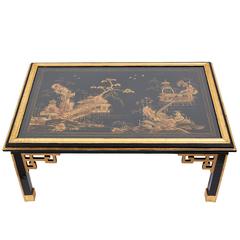 Mid-20th Century English Coffee Table with 19th Century Chinoiserie Panel Top