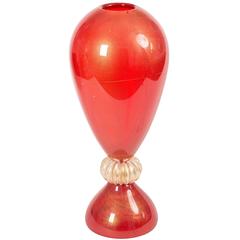 Scarlett Red and Gold Ovid Shaped Murano Glass Vase
