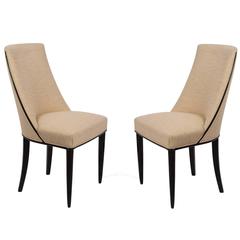 Pair of Black Lacquered Chairs by Michel Dufet, French 1940s