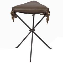 Leather Seat Tripod Base Stool, French 11