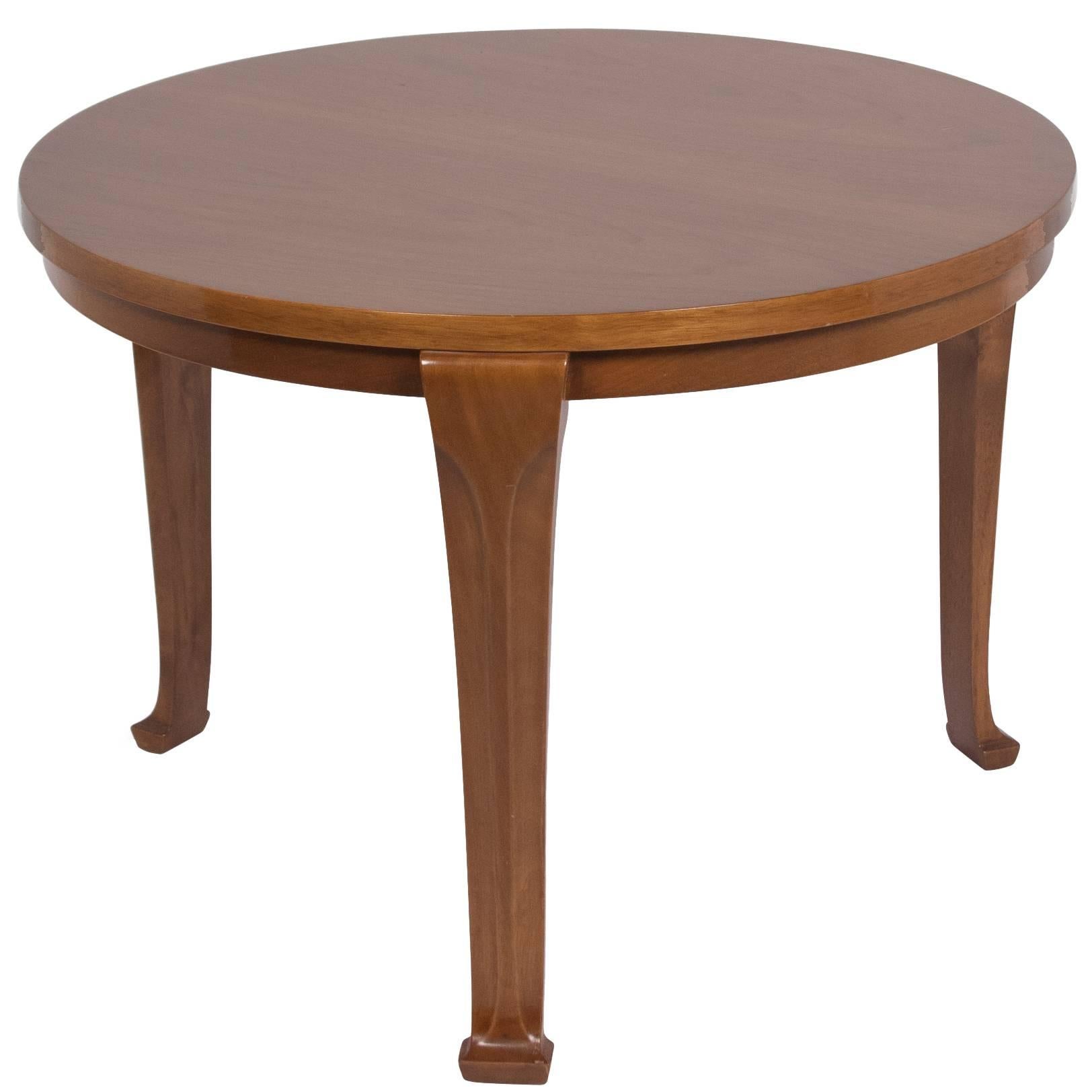 Circular Three-Leg Walnut Table by Gibbings for Saradis