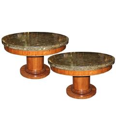 Pair of 19th Century Italian Charles X Scagliola and Cherrywood Center Tables