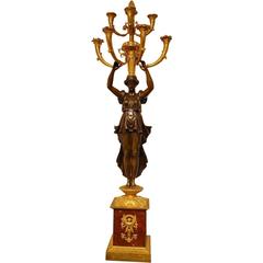 Antique French Empire Ormolu Gilt Bronze Candelabra by Rabiat, circa 1805