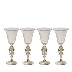 Set of Four Oro Champagne N°2 Murano Wine Glasses by Fabiano Amadi