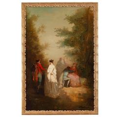 Antique 19th Century "Fêtes galantes" Paintings: "Courtly Love" and "Inconstant Love"