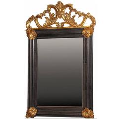 Italian Baroque style Mirror with Hand-Carved Gilt Details, Aged Glass 6