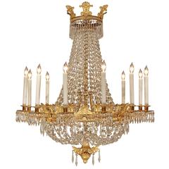 French 19th Century First Empire Period Ormolu and Baccarat Crystal Chandelier 4