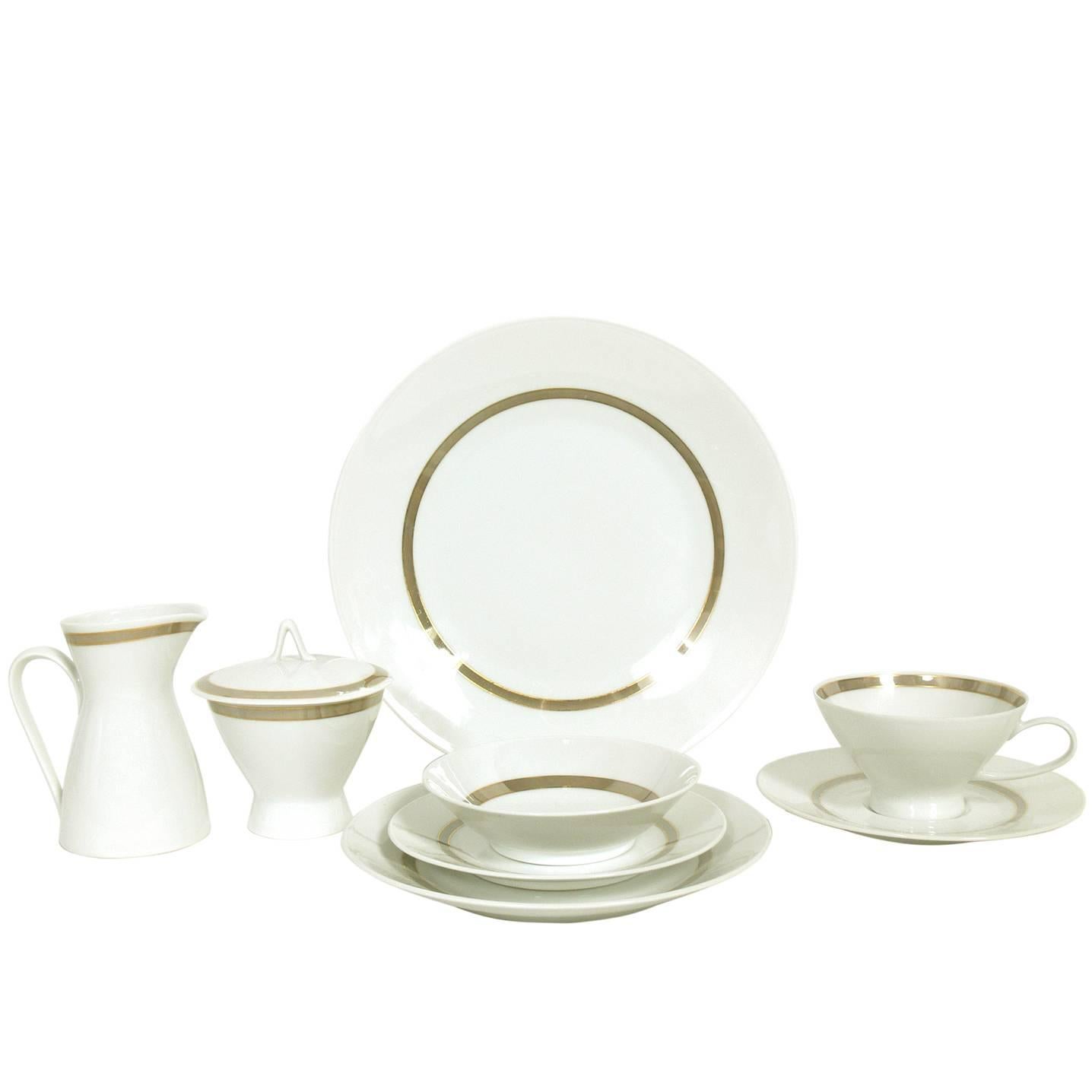 Elegant "Taupe Band" China Set by Rosenthal, Complete Set for 12