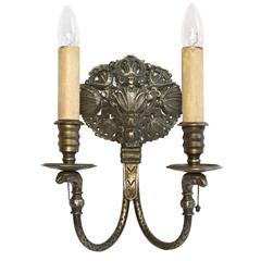 Arts and Crafts Silver Plate Two-Arm Sconce by Caldwell & Co, circa 1925