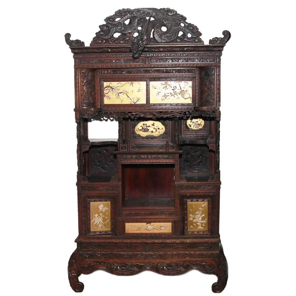 Antique Japanese Carved Cabinet