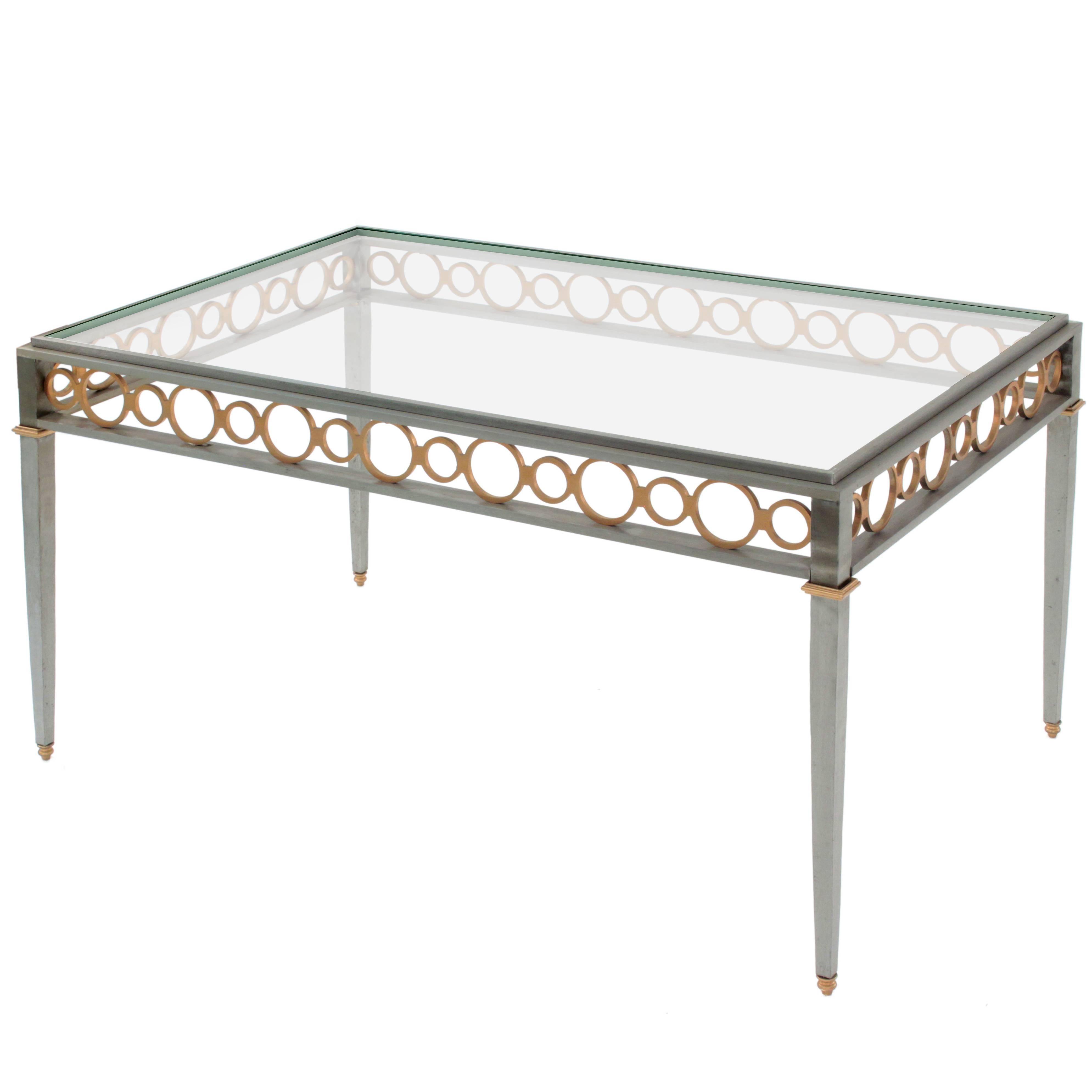 Chic Coffee Table in Brushed Steel and Brass, 1960s