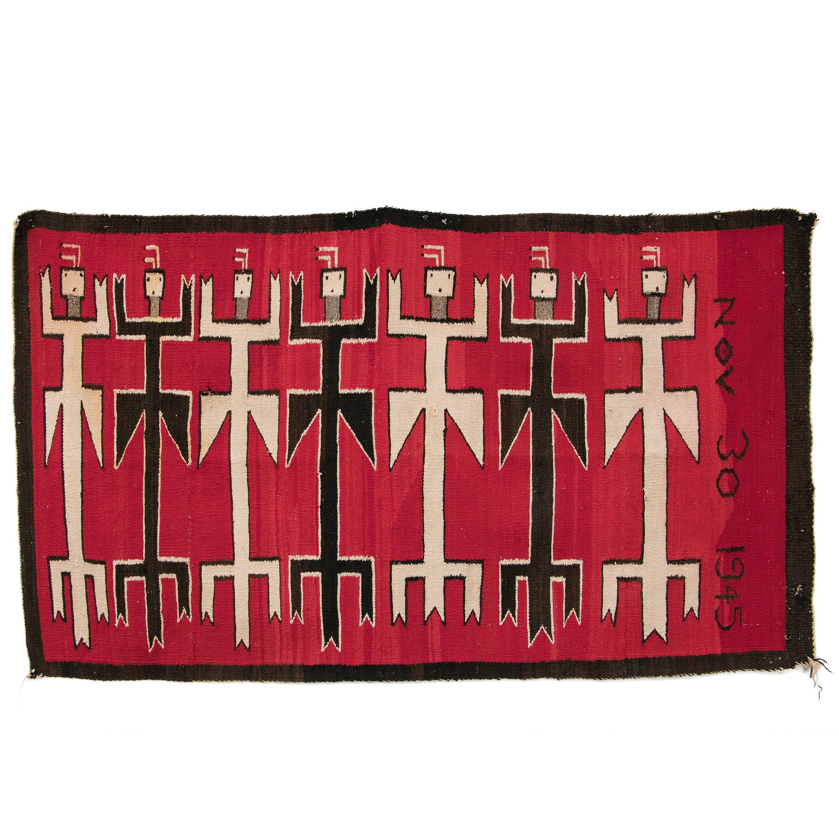 Vintage Navajo Rug, Pictorial Yei Weaving, 20th Century
