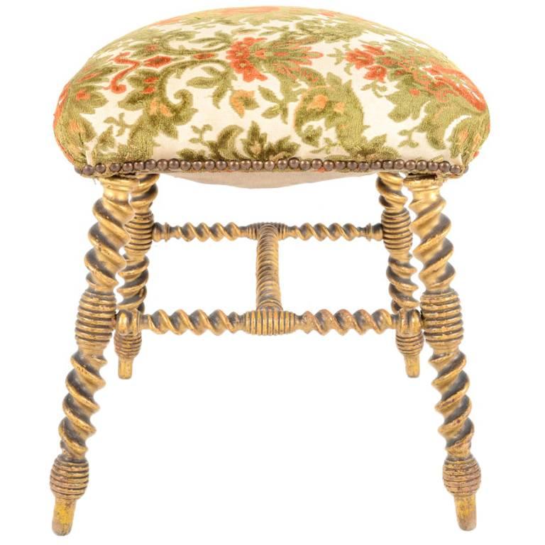 French Antique Giltwood Footstool Circa 1890