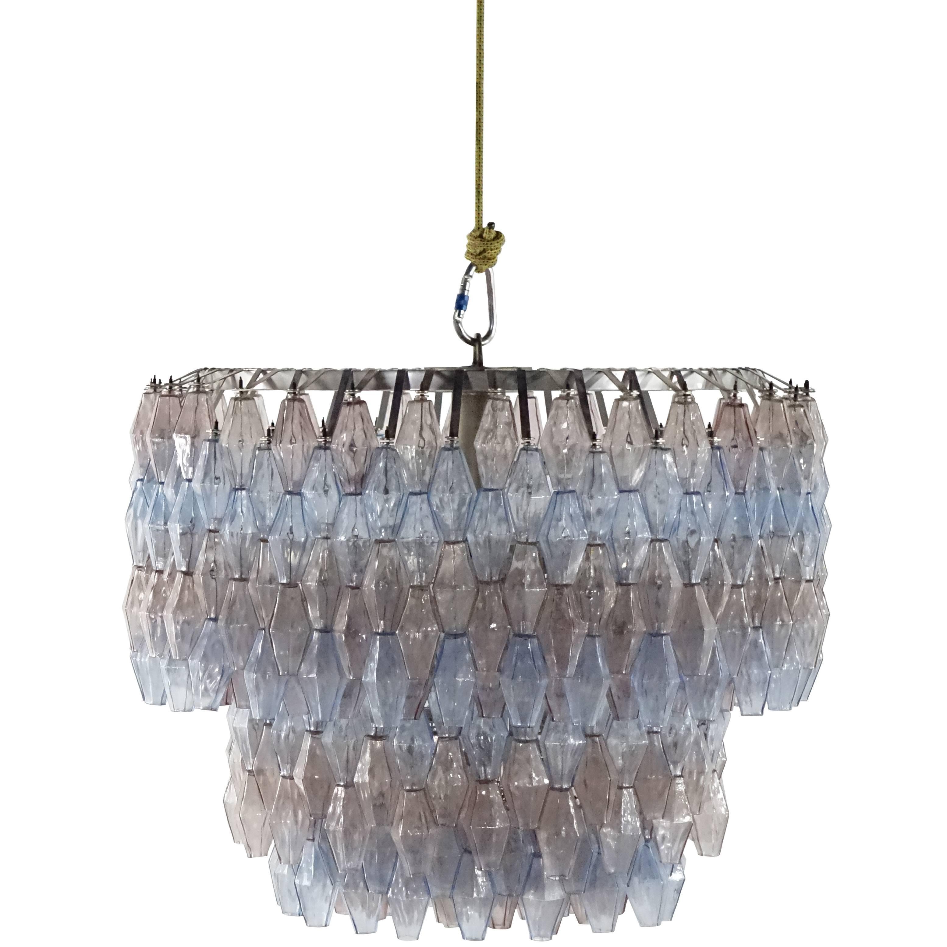 Carlo Scarpa, 1969, Poliedri Chandelier, Handblown Murano Glass Light