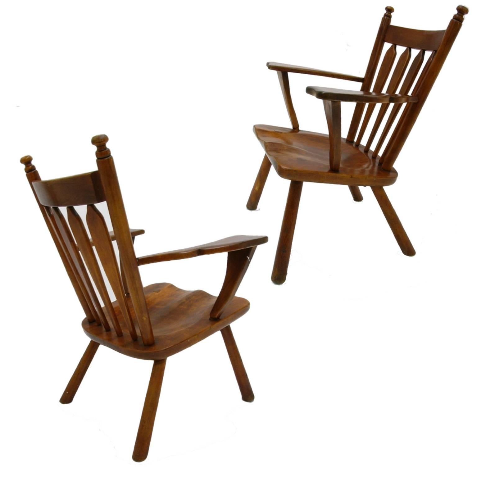 Pair of American Modern Hard Maple Lounge Chairs by Cushman by Herman DeVries