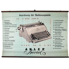 Vintage Mid-Century Wall Chart, Typewriter