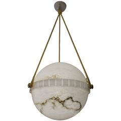 Antique Swedish Alabaster Globe Light Fixture