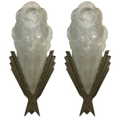Pair of French Art Deco Sconces Signed by Degue
