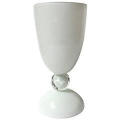 Italian White Murano Glass Urn or Vase 1