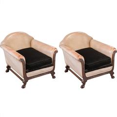 Pair of Leather Club Chairs