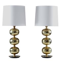 Large Swedish Table Lamps in Brass by Stilarmatur Tranås