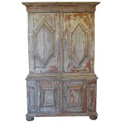 French Painted Armoire Hutch with Original Hardware