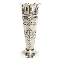 Antique English Silver Bud Vase, 1896