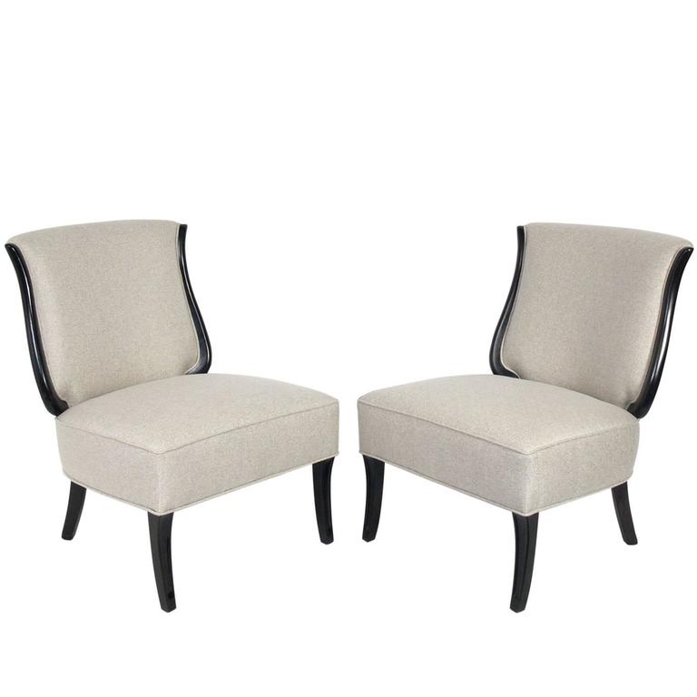 Pair of Curvaceous Lyre Back Lounge Chairs For Sale at 1stDibs