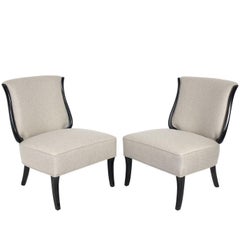 Pair of Curvaceous Lyre Back Lounge Chairs