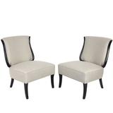 Pair of Curvaceous Lyre Back Lounge Chairs