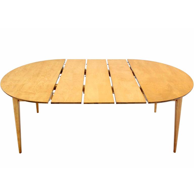 Round Birch Dining Table With Three Leaves At 1stdibs Round Birch Dining Table With Three, Dining Room Table Round With Leaves
