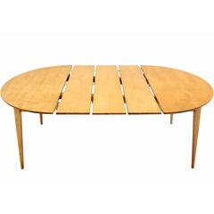 Round Birch Dining Table with Three Leaves