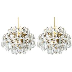 Early Five-Tier Vintage Crystal Glass and Brass Lobmeyr Chandelier, 1950s