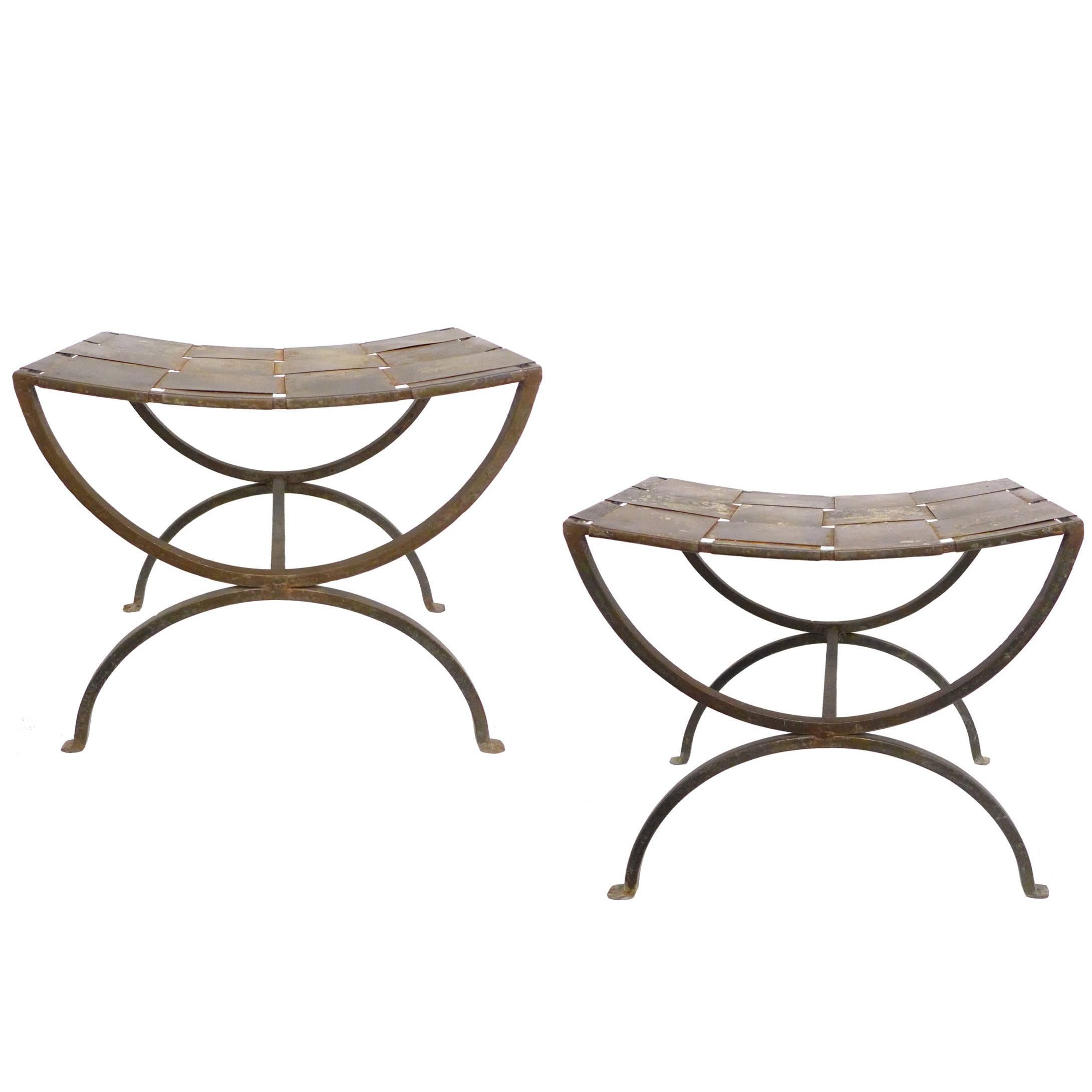 Pair of Wrought Iron Stools