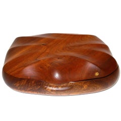 Retro Large Walnut Trinket Box Signed "JW"