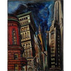 Downtown New York Painting by Hubert Davis, circa 1940