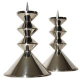 Pair of British Modernist Sterling Silver Candleholders, 1964