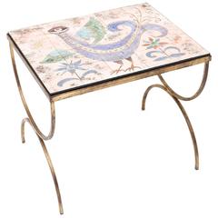 Tile Table with Mythical Bird Scene