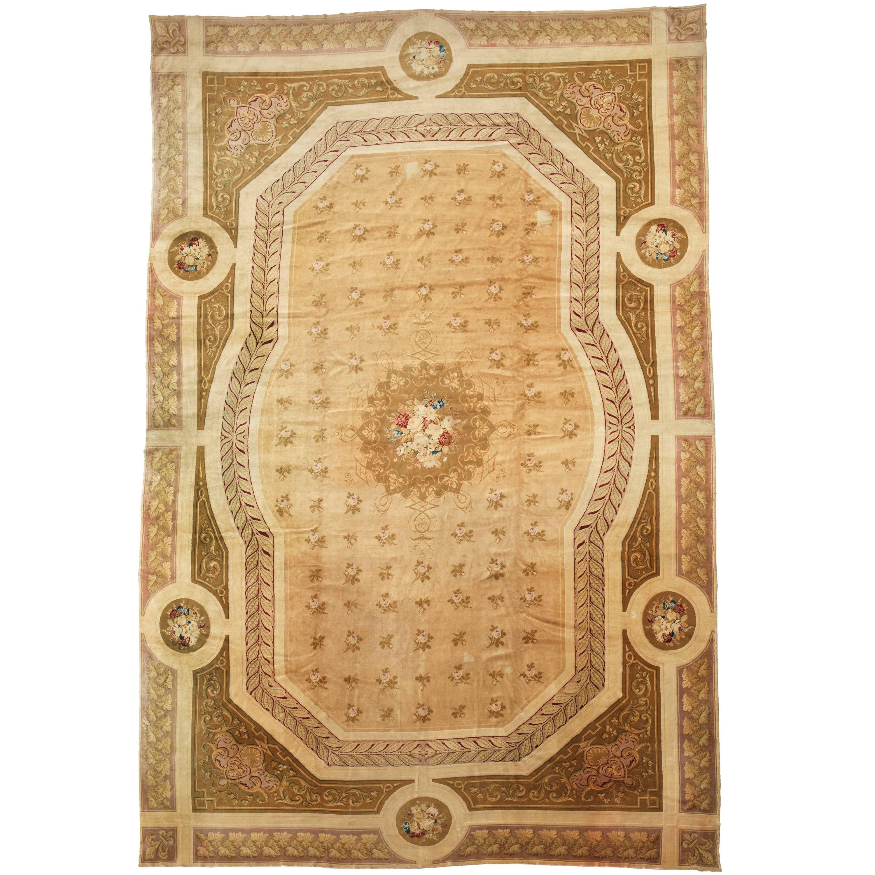 Huge French Aubusson Savonnerie Carpet, circa 1840 For Sale