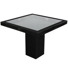 Chic Game Table in Black Lacquer with Inset Wire Glass Top by Juan Montoya
