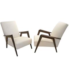 Pair of Beech Armchairs Attributed to Etienne Henri Martin, France, circa 1947