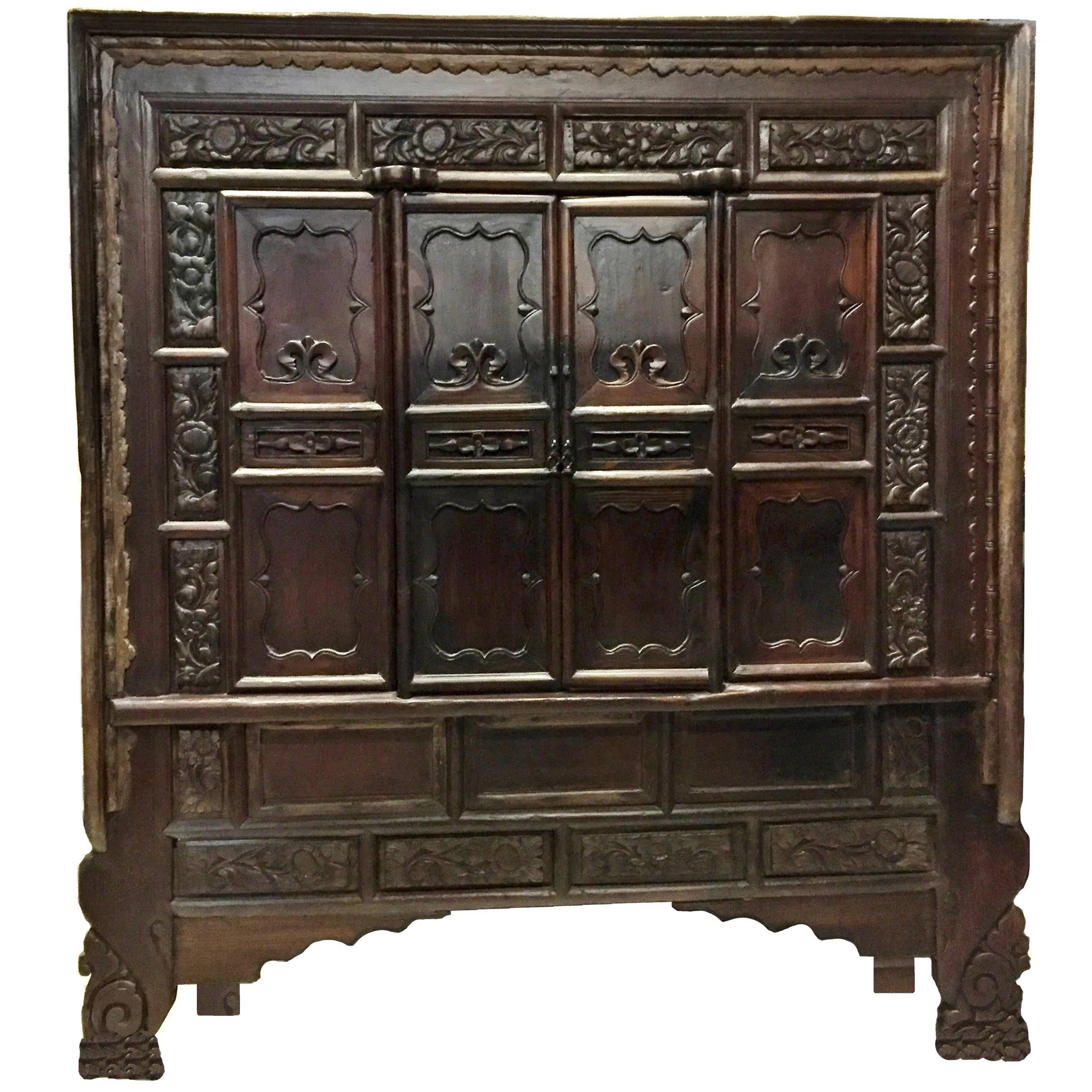 Monumental Northern Chinese Antique Cabinet For Sale