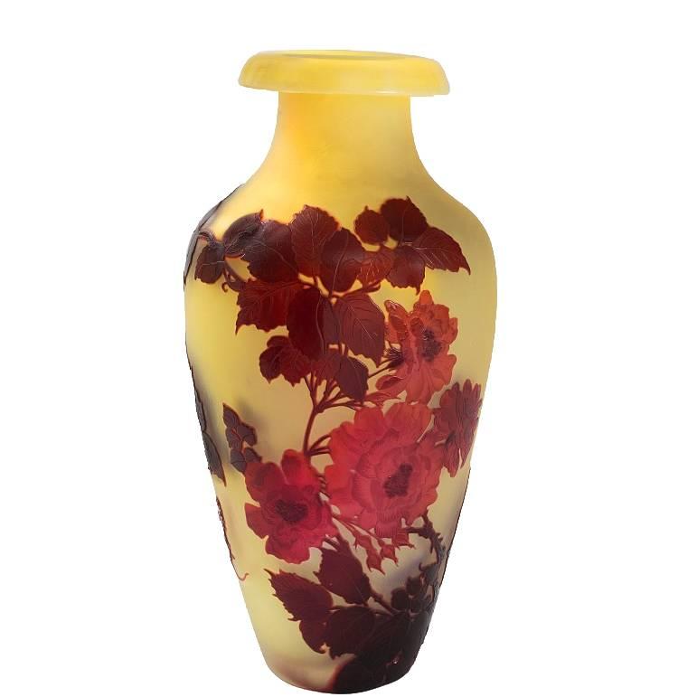 French Cameo Glass Vase by Emile Gallé